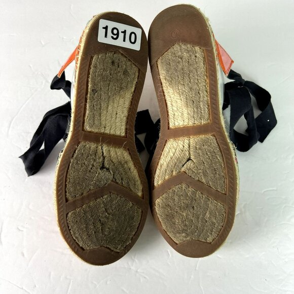 🟣🟣🟣 Marc Fisher Women's Size 6 Striped Colorblock Tie Up Espadrille Sandals - Picture 9 of 11